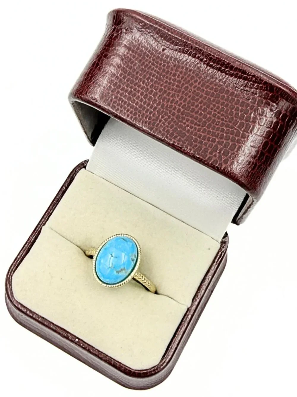 Stunning Signed Turquoise  Sterling Silver Vermeil Statement Cocktail Ring Sz10